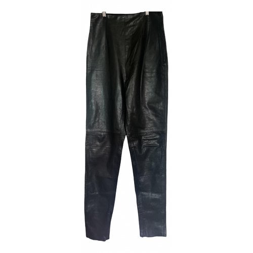 Pre-owned Ter Et Bantine Leather Straight Pants In Black