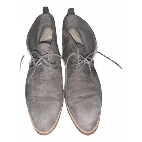 Pre-owned Manolo Blahnik Lace Up Boots In Grey