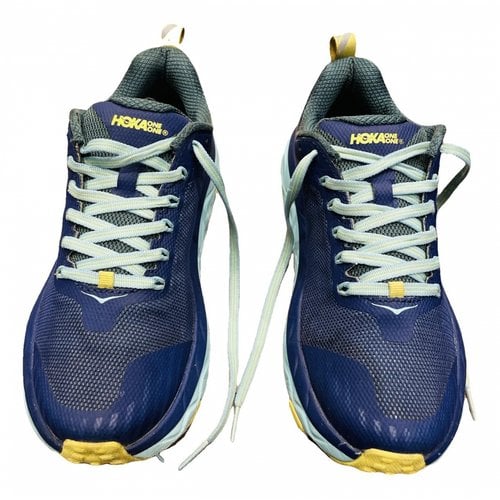 Pre-owned Hoka One One Cloth Trainers In Navy