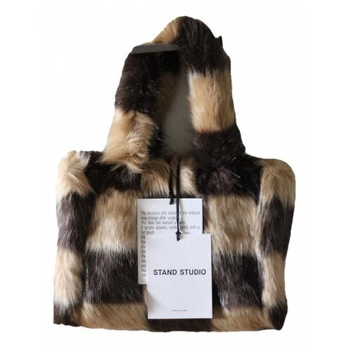 Pre-owned Stand Studio Faux Fur Handbag In Brown