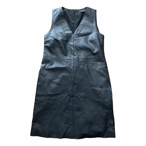 Pre-owned Max Mara Leather Mini Dress In Black