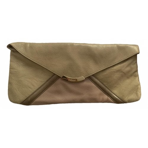 Pre-owned Chloé Leather Clutch Bag In Beige