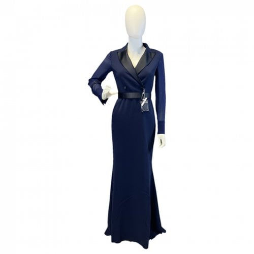 Pre-owned Max Mara Atelier Silk Maxi Dress In Blue