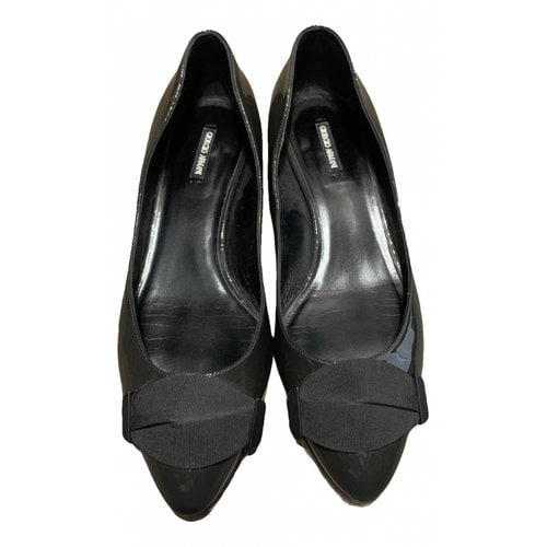 Pre-owned Giorgio Armani Patent Leather Ballet Flats In Anthracite