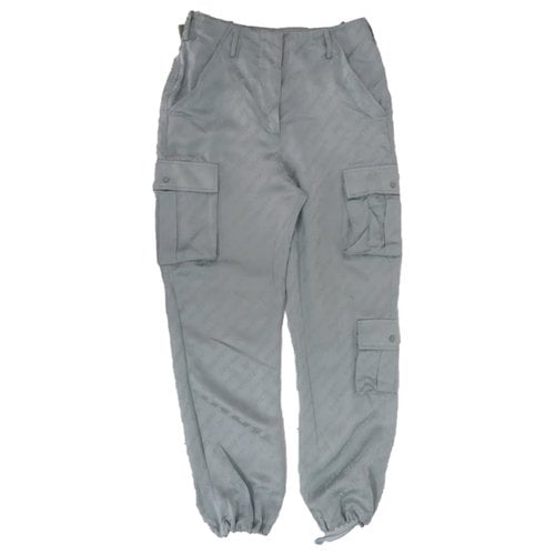 Pre-owned Off-white Silk Trousers In Green