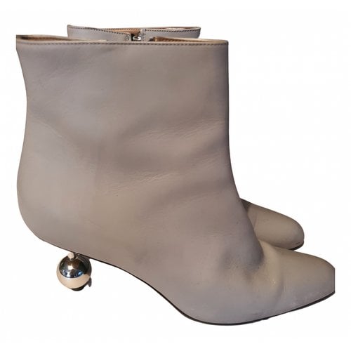 Pre-owned Marni Leather Ankle Boots In Grey