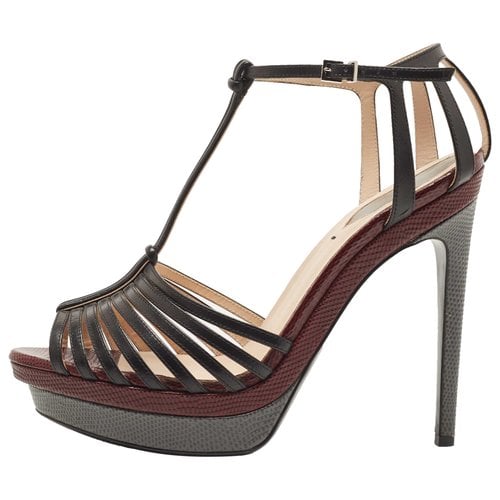 Pre-owned Fendi Patent Leather Sandal In Black