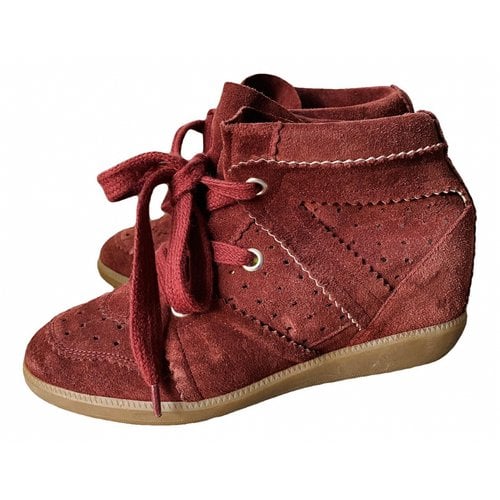 Pre-owned Isabel Marant Bobby Leather Trainers In Red