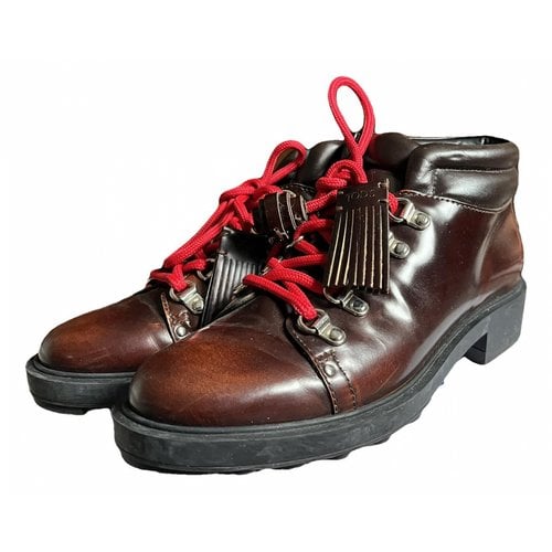 Pre-owned Tod's Leather Lace Up Boots In Brown