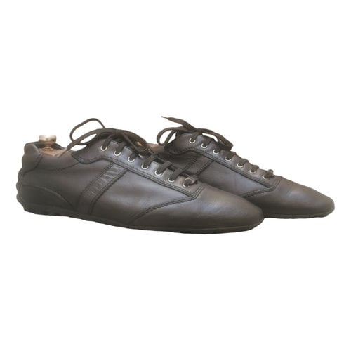 Pre-owned Louis Vuitton Leather Low Trainers In Black