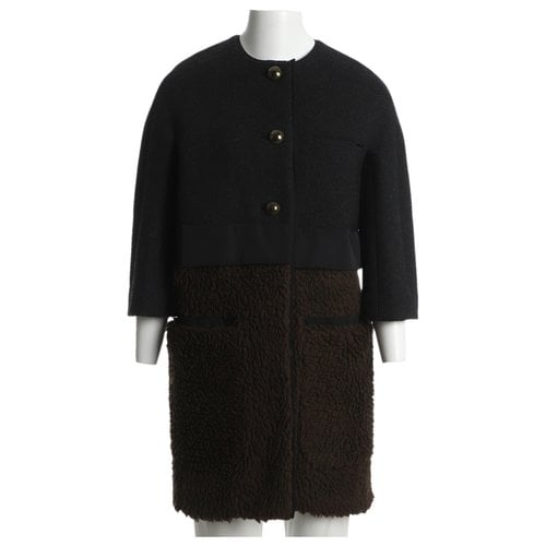 Pre-owned Louis Vuitton Wool Coat In Black