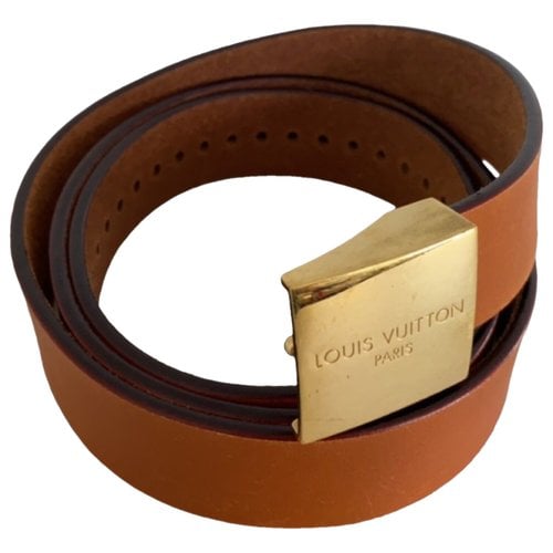 Pre-owned Louis Vuitton Leather Belt In Orange