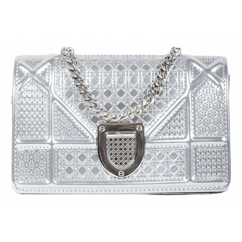 Pre-owned Dior Ama Leather Crossbody Bag In Silver