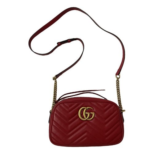 Pre-owned Gucci Gg Marmont Leather Crossbody Bag In Red