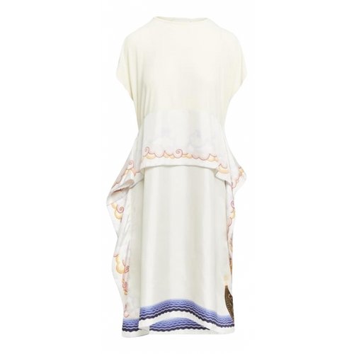 Pre-owned Lanvin Silk Mid-length Dress In Ecru