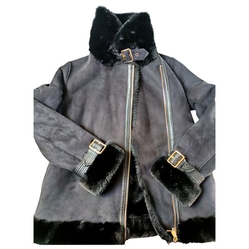 Pre-owned Trussardi Faux Fur Jacket In Black