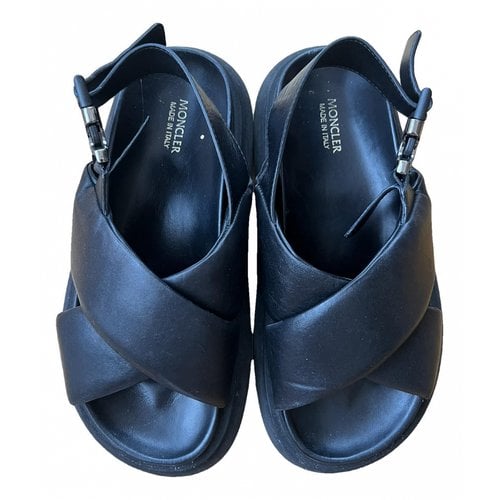 Pre-owned Moncler Leather Sandal In Black