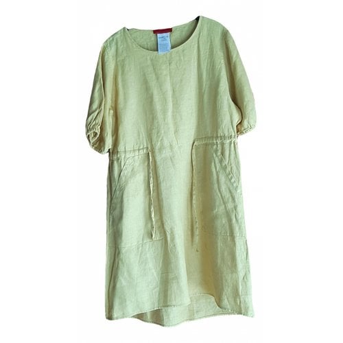 Pre-owned Max & Co Linen Mid-length Dress In Yellow