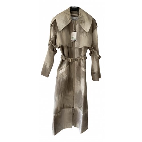 Pre-owned Ganni Trench Coat In Grey