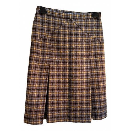 Pre-owned Alberto Biani Wool Mid-length Skirt In Brown