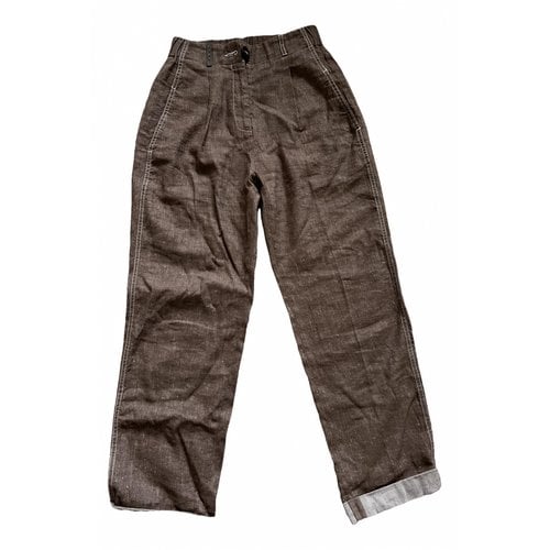 Pre-owned Peserico Linen Chino Pants In Brown