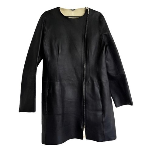 Pre-owned Dior Leather Coat In Black