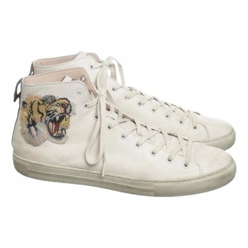 Pre-owned Gucci Leather High Trainers In White