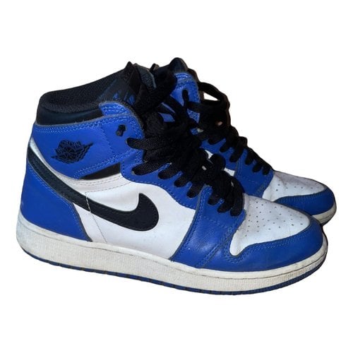 Pre-owned Jordan 1 Leather Lace Ups In Blue