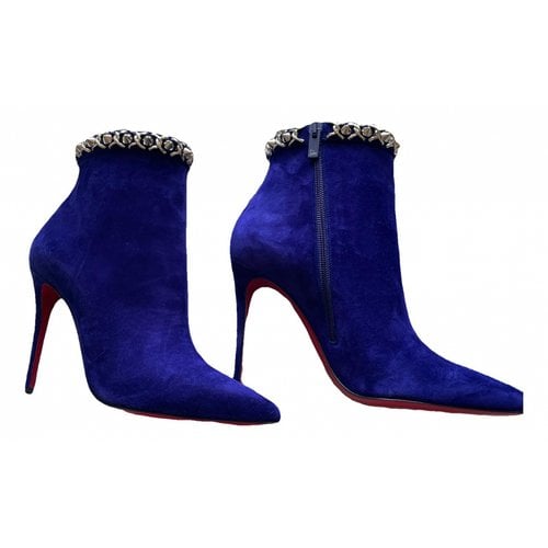 Pre-owned Christian Louboutin Pony-style Calfskin Boots In Purple