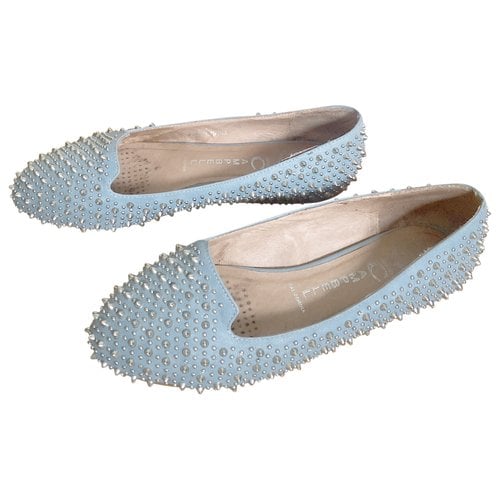 Pre-owned Jeffrey Campbell Leather Flats In Turquoise