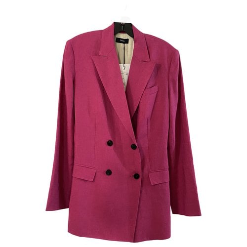 Pre-owned Theory Linen Suit Jacket In Pink