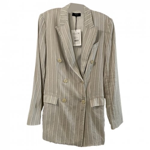 Pre-owned Theory Linen Blazer In Grey