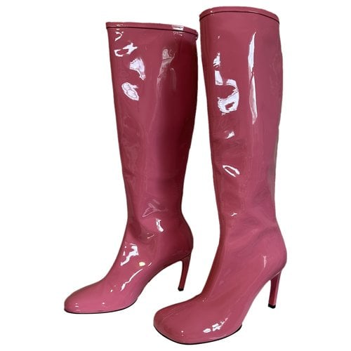 Pre-owned Dries Van Noten Patent Leather Boots In Pink