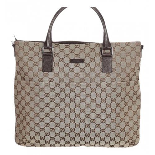 Pre-owned Gucci Ophidia Shopping Cloth Tote In Brown