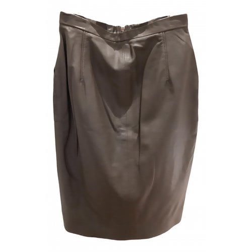 Pre-owned Altuzarra Leather Mid-length Skirt In Khaki