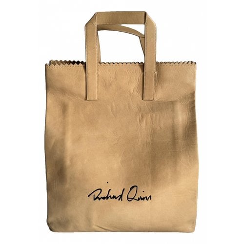 Pre-owned Richard Quinn Leather Tote In Beige
