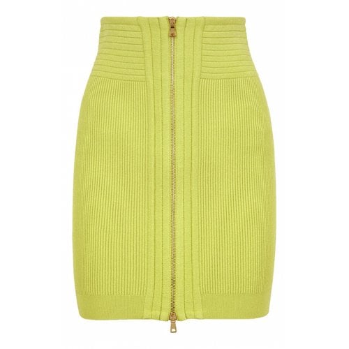 Pre-owned Balmain Mini Skirt In Yellow