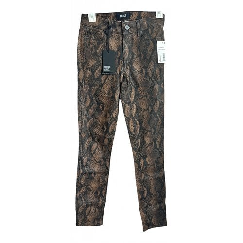 Pre-owned Paige Straight Pants In Brown