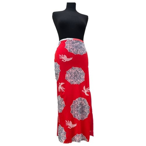 Pre-owned Kenzo Maxi Skirt In Red