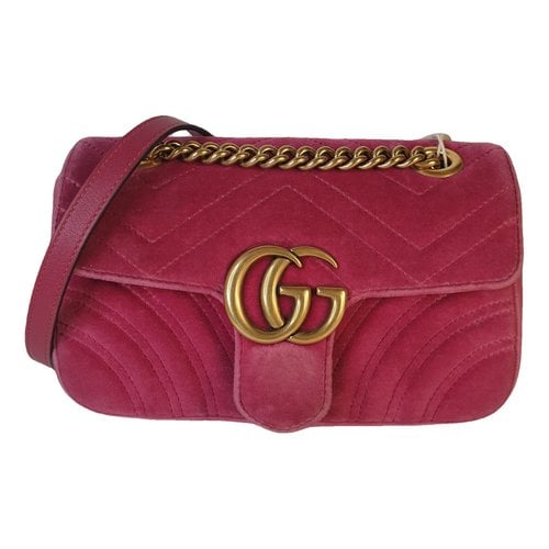 Pre-owned Gucci Gg Marmont Velvet Crossbody Bag In Pink