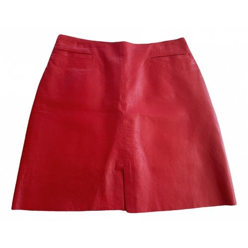 Pre-owned Arfango Leather Mid-length Skirt In Red