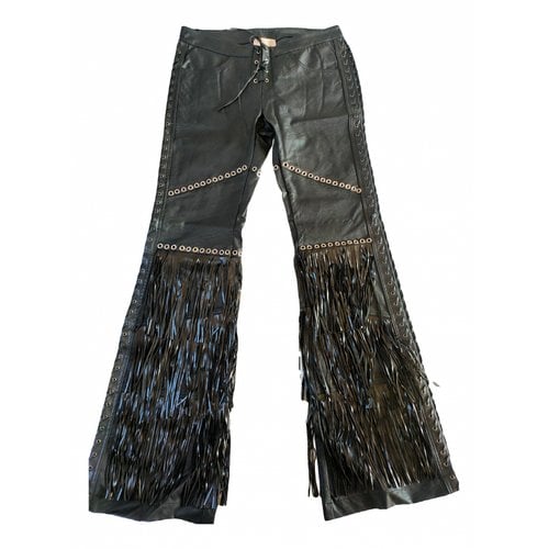 Pre-owned Aniye By Leather Trousers In Black
