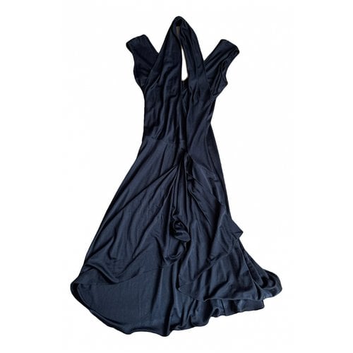 Pre-owned Valentino By Mario Valentino Silk Mid-length Dress In Black