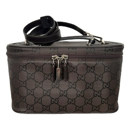 Pre-owned Gucci Patent Leather Vanity Case In Brown