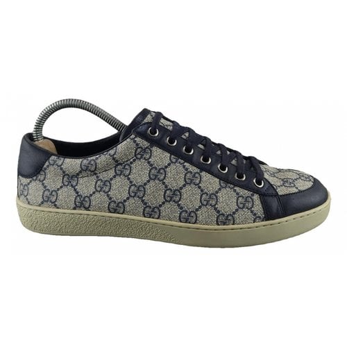 Pre-owned Gucci Leather Low Trainers In Grey