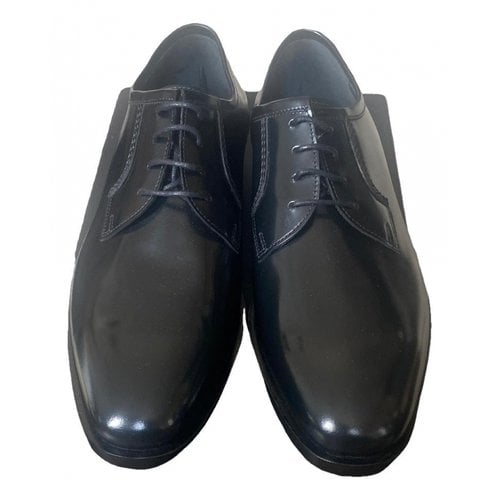 Pre-owned Saint Laurent Montaigne Leather Lace Ups In Black