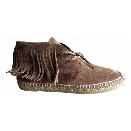 Pre-owned Saint Laurent Leather Espadrilles In Camel
