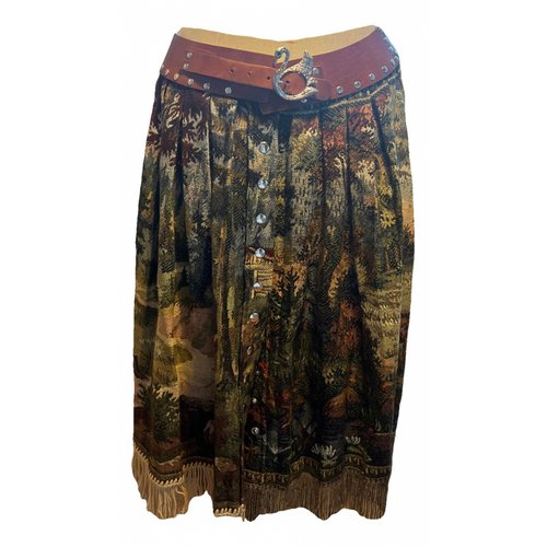Pre-owned Chopova Lowena Tweed Mid-length Skirt In Khaki