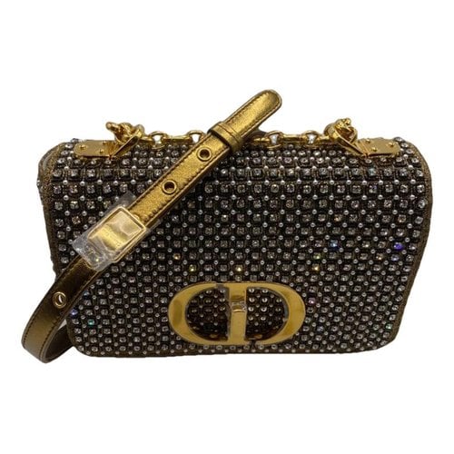 Pre-owned Dior Caro Leather Handbag In Gold