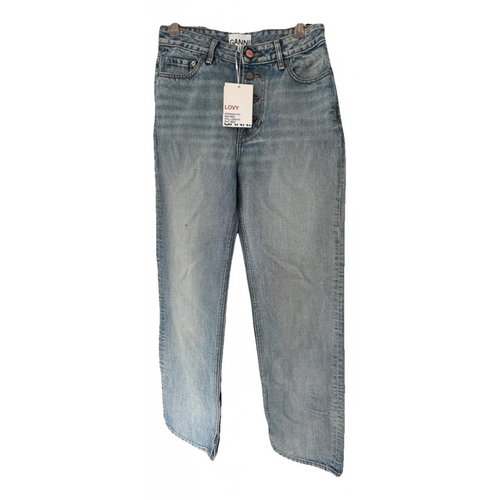 Pre-owned Ganni Straight Jeans In Blue